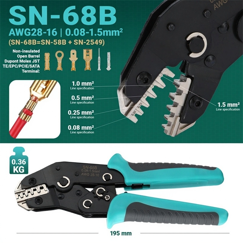 SLAM! Pinball Ratcheting Crimping Pliers SN-68B 28-16AWG